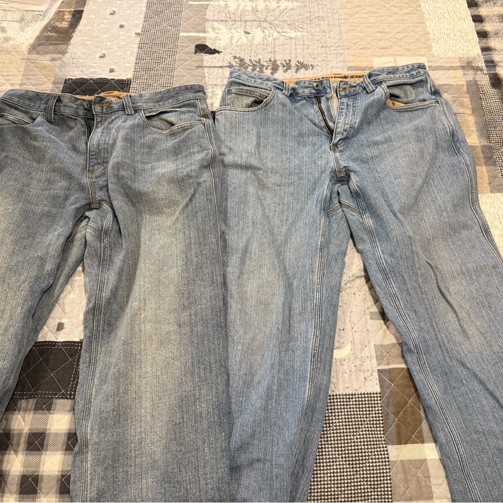 TWO PAIR Mens’ Duluth Trading Co Flex Ballroom Jeans with Washed Denim